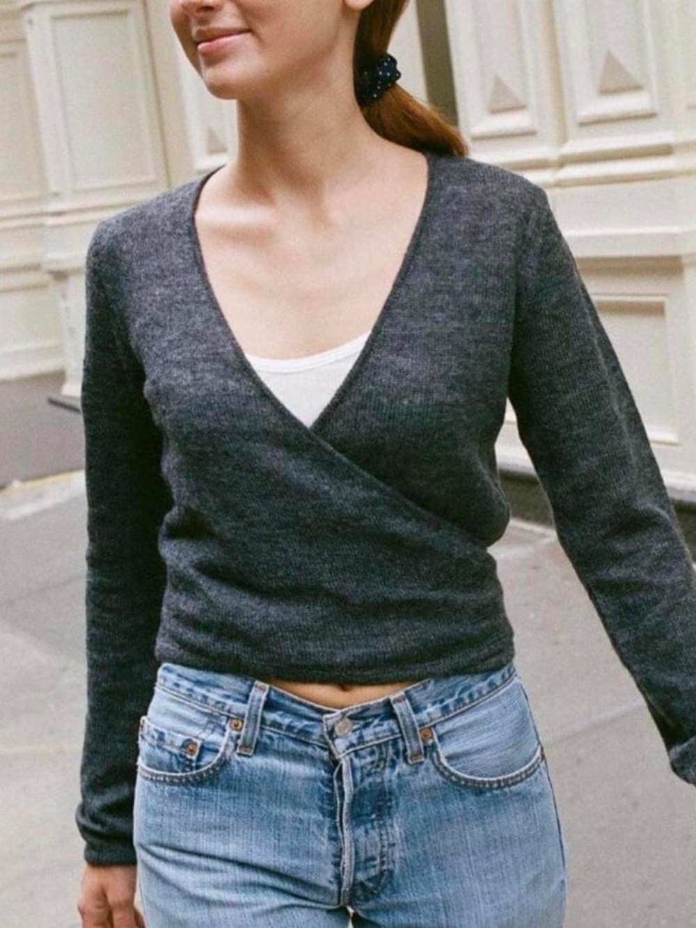 Brandy Melville Coco Wrap-Front Sweater Top